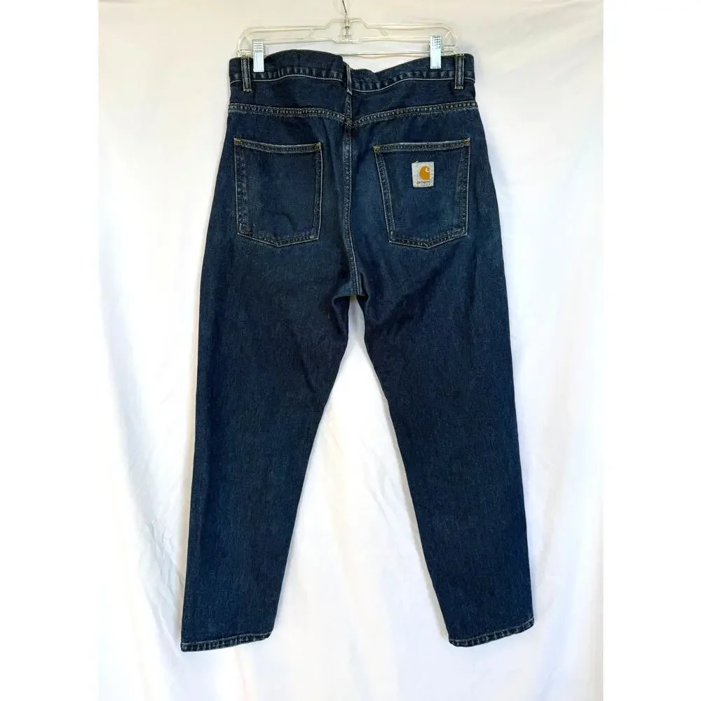 EUC Carhartt WIP Newel Pant Denim Blue Jeans, Men's 32, Relaxed Straight Tapered - Picture 4 of 7